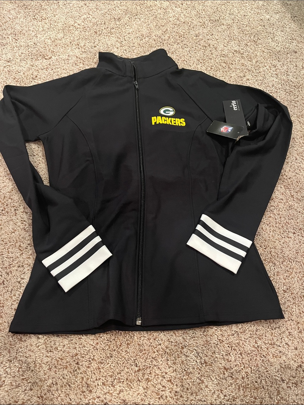 Green Bay Packers Women's Black Full-Zip Varsity Jacket